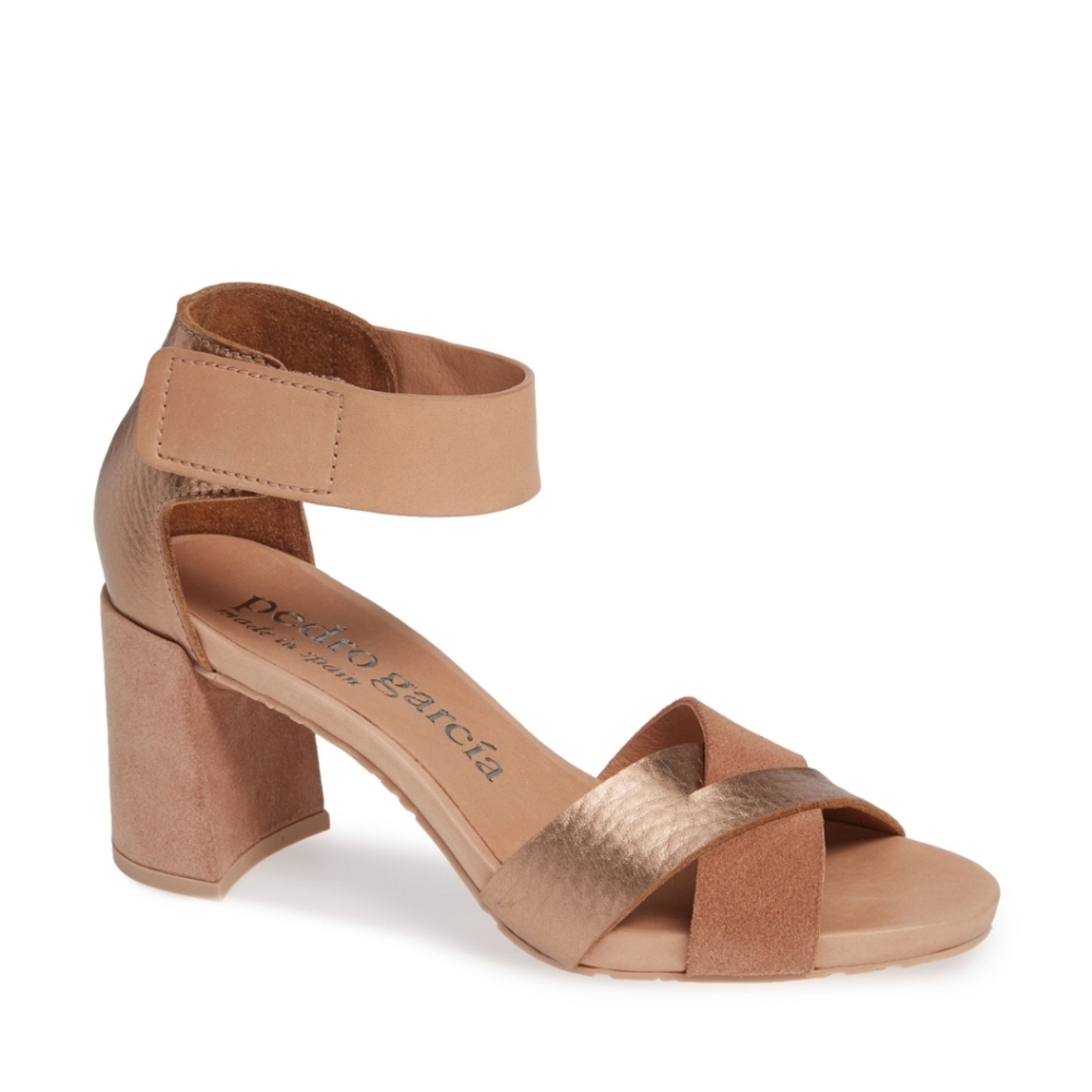 NEW Pedro Garcia Whimsy Ankle Cuff Sandal Gold Tan